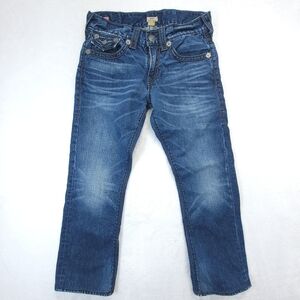 True Religion Ricky Jeans Mens 31x27 Relaxed Straight Flap Pocket Thick Stitch